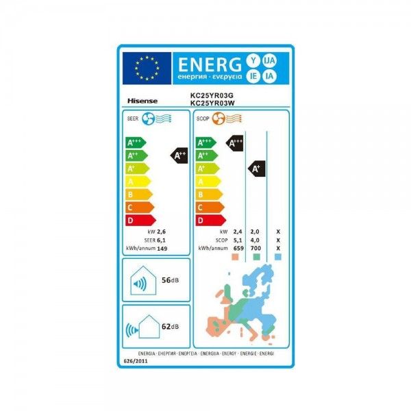 Climatiseur HISENSE New Luso KC25YR03 (Unité Interior e Unité Exterior)