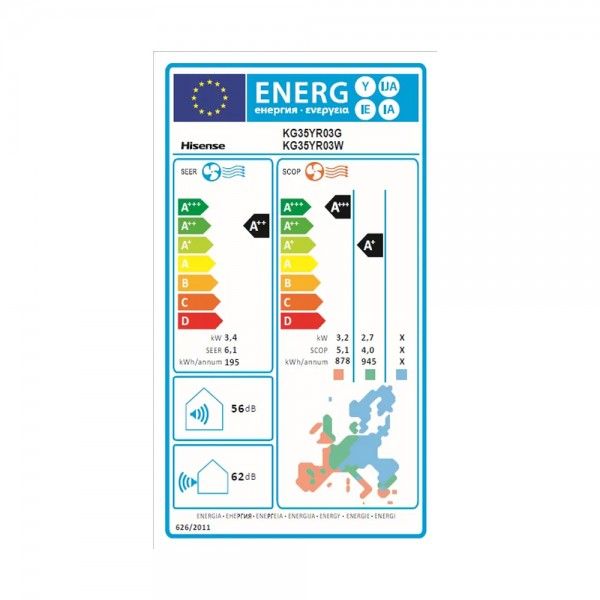 Climatiseur HISENSE New Luso KC35YR03 (Unité Interior e Unité Exterior)
