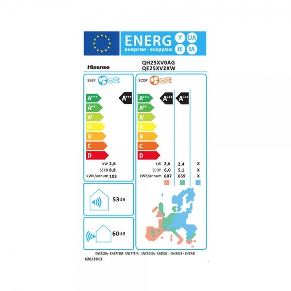 Climatiseur HISENSE Energy Pro X QH25XV0A (Unité Interior e Unité Exterior)