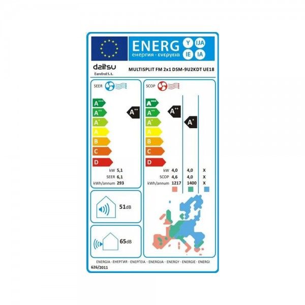 Climatiseur DAITSU DSM-9U2KDT-5 UE18 ( 2 Unidades Interiores e 1 Unité Exterior )